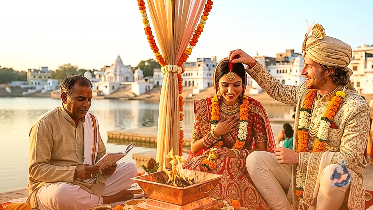 राजस्थान के पुष्कर में इटली के जोड़े ने वैदिक मंत्रोच्चार के बीच हिंदू रीति-रिवाज से रचाया विवाह