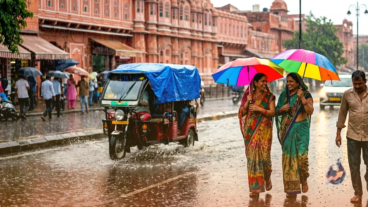 Rajasthan Weather Shift: Heavy Rain Drenches Jaipur; Alerts Issued for Ajmer, Kota, and Bikaner as Heatwave Recedes