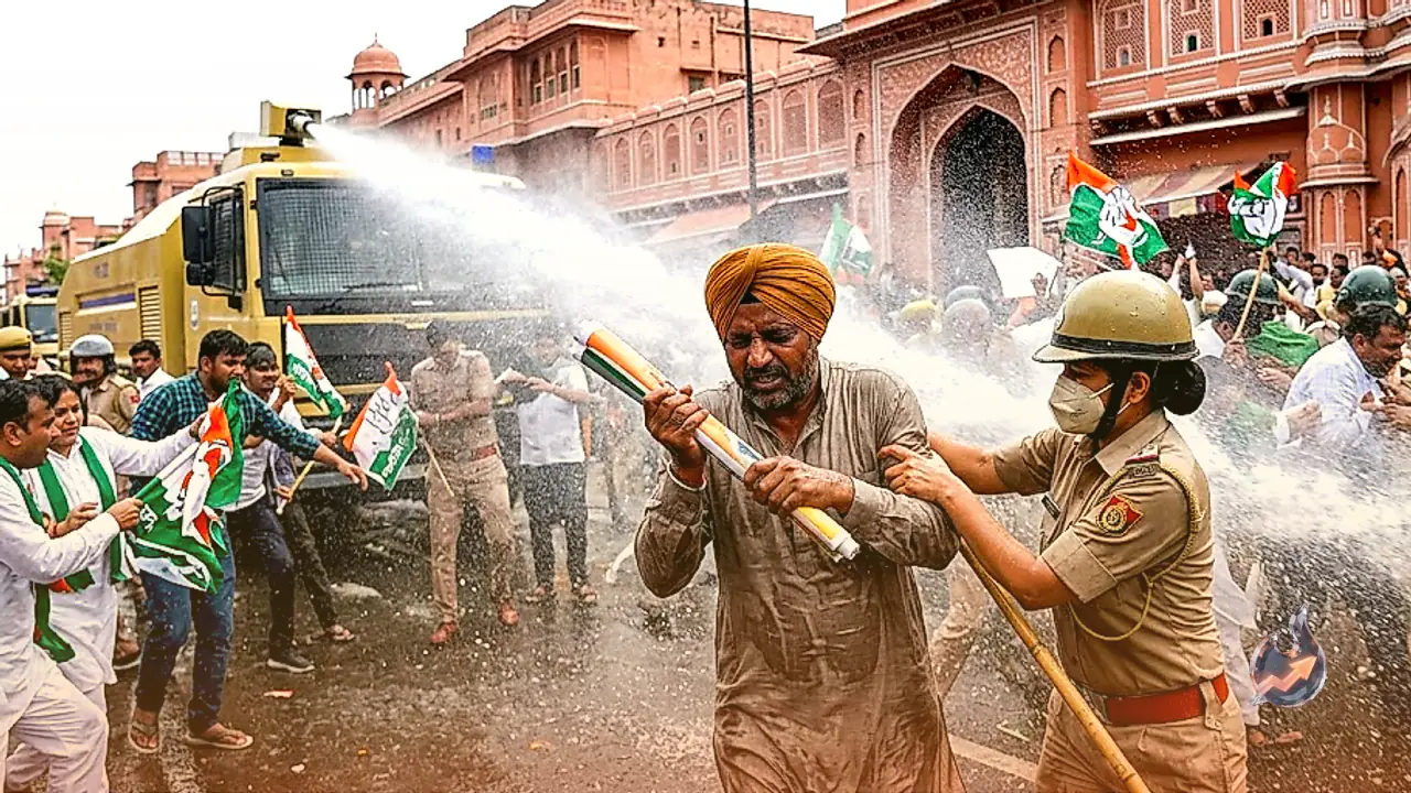 Rajasthan Electoral Rolls Dispute Escalates: Water Cannons Deployed in Jaipur as Opposition Marches Against Systemic Irregularities
