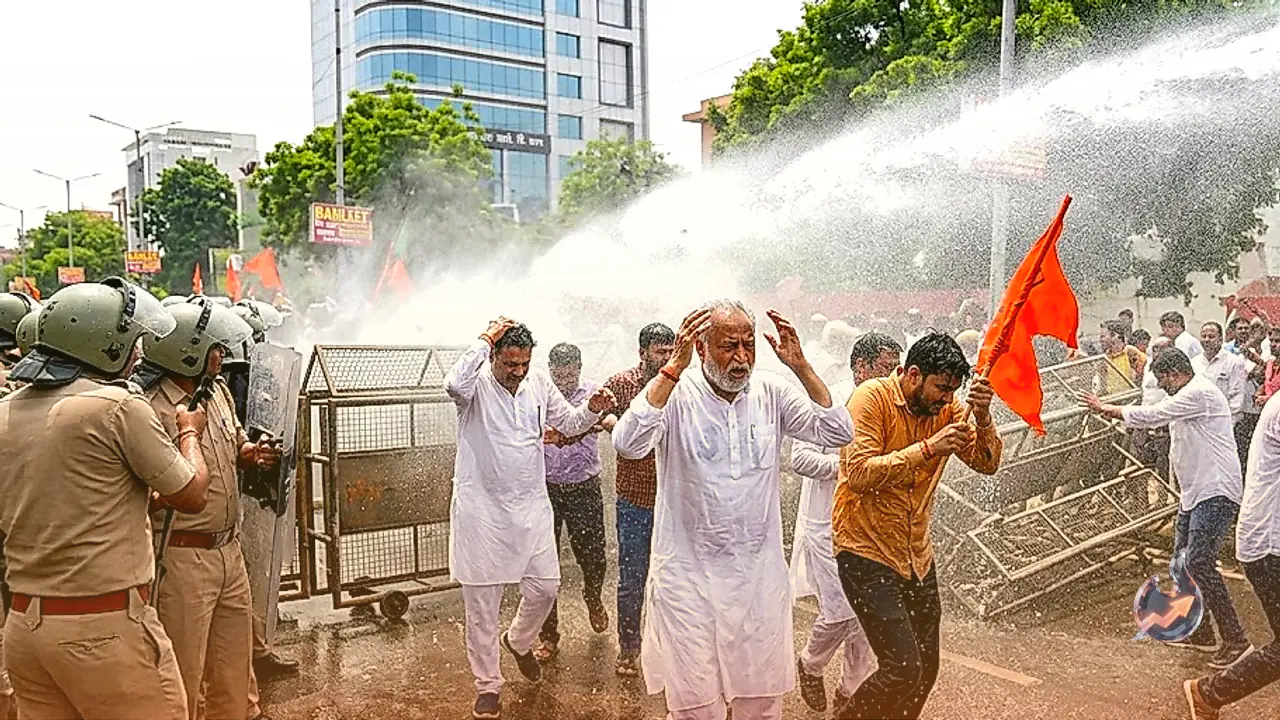 Jaipur Erupts in Protests: Police Use Water Cannons as BJP Marches Against Rahul Gandhi