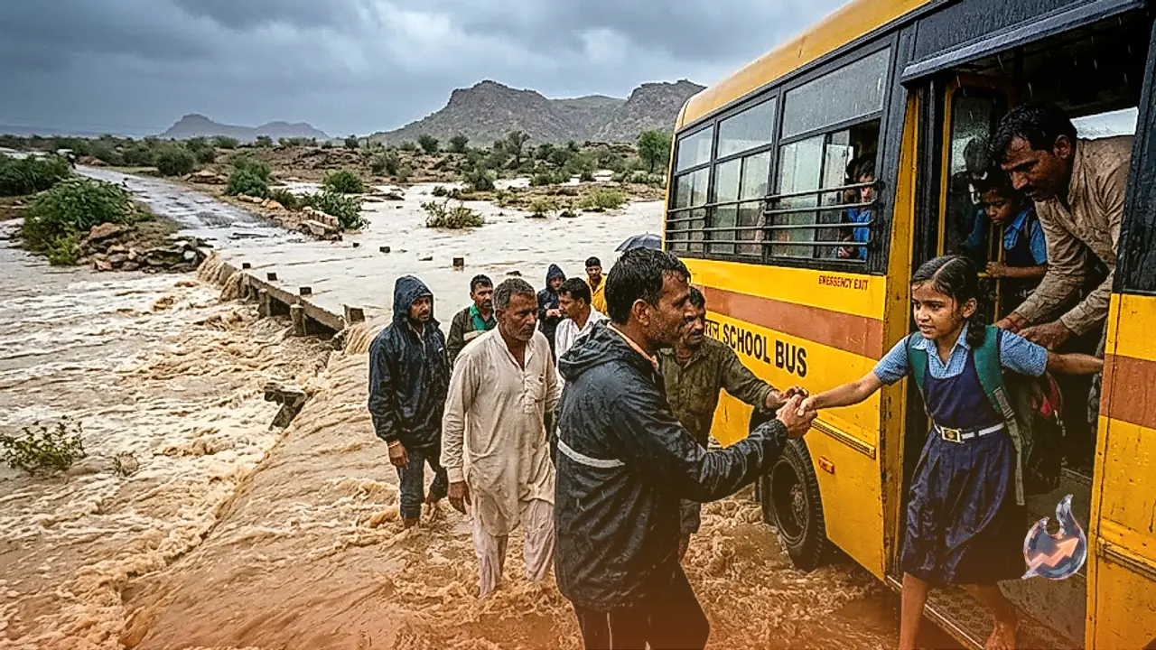 राजस्थान में मानसून का कहर: उफनती मेघदड़ा नदी में फंसी स्कूल बस, ब्यावर में टूटा पुल, हनुमानगढ़ में देरी से आए आदेश पर बवाल
