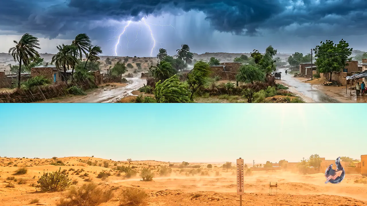 Rajasthan's Split Weather: Storm and Rain Alert for Several Districts as Phalodi Bakes at 42°C