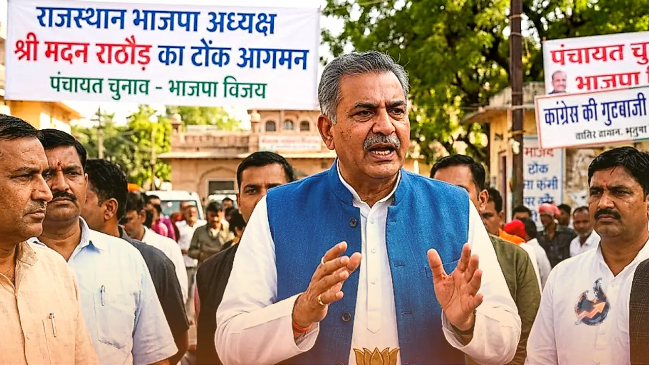 Rajasthan BJP Chief Madan Rathore Targets Congress Infighting and Dotasra Ahead of Panchayat Polls