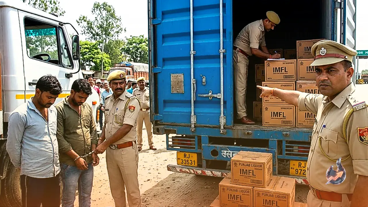 बिहार के मुजफ्फरपुर में पकड़ा गया राजस्थान नंबर का कंटेनर, छिपाकर लाई गई पंजाब की शराब और दो गिरफ्तार