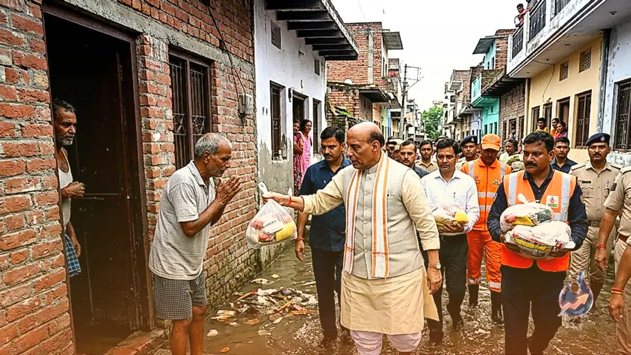 Rajnath Singh Visits Flood-Hit Faizullaganj in Lucknow to Support Affected Residents