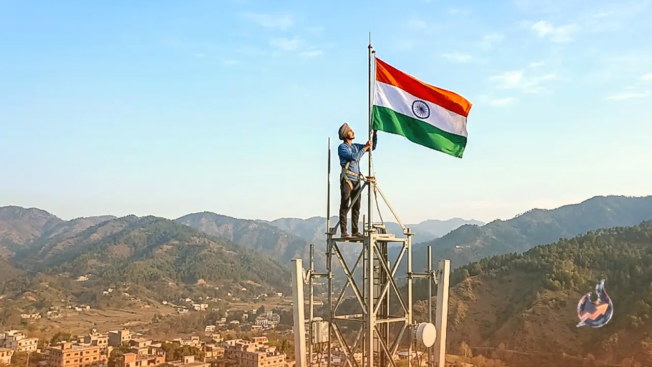 Unique Display of Patriotism in Rajouri Ahead of Independence Day as Youth Climbs 250-Foot Mobile Tower to Hoist Tricolour
