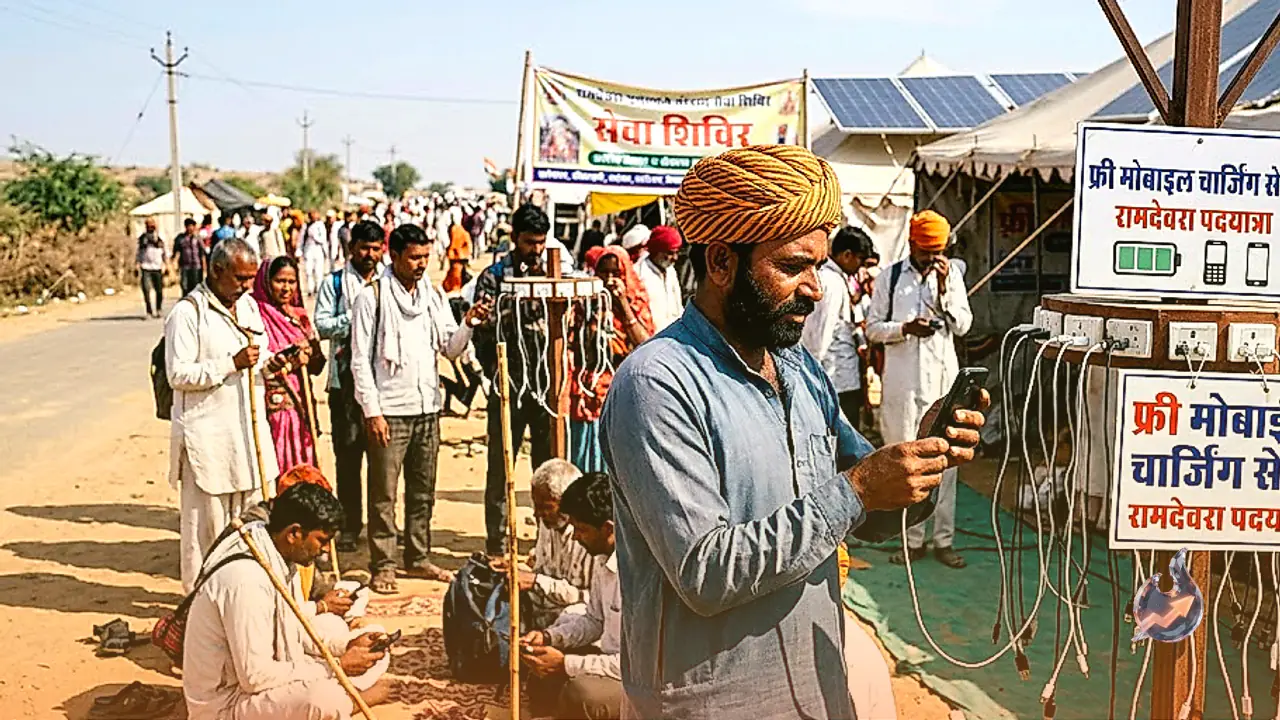 Voluntarily Organized Camps Along Ramdevra Route Offer Free Multi Phone Charging Stations to Foot Pilgrims