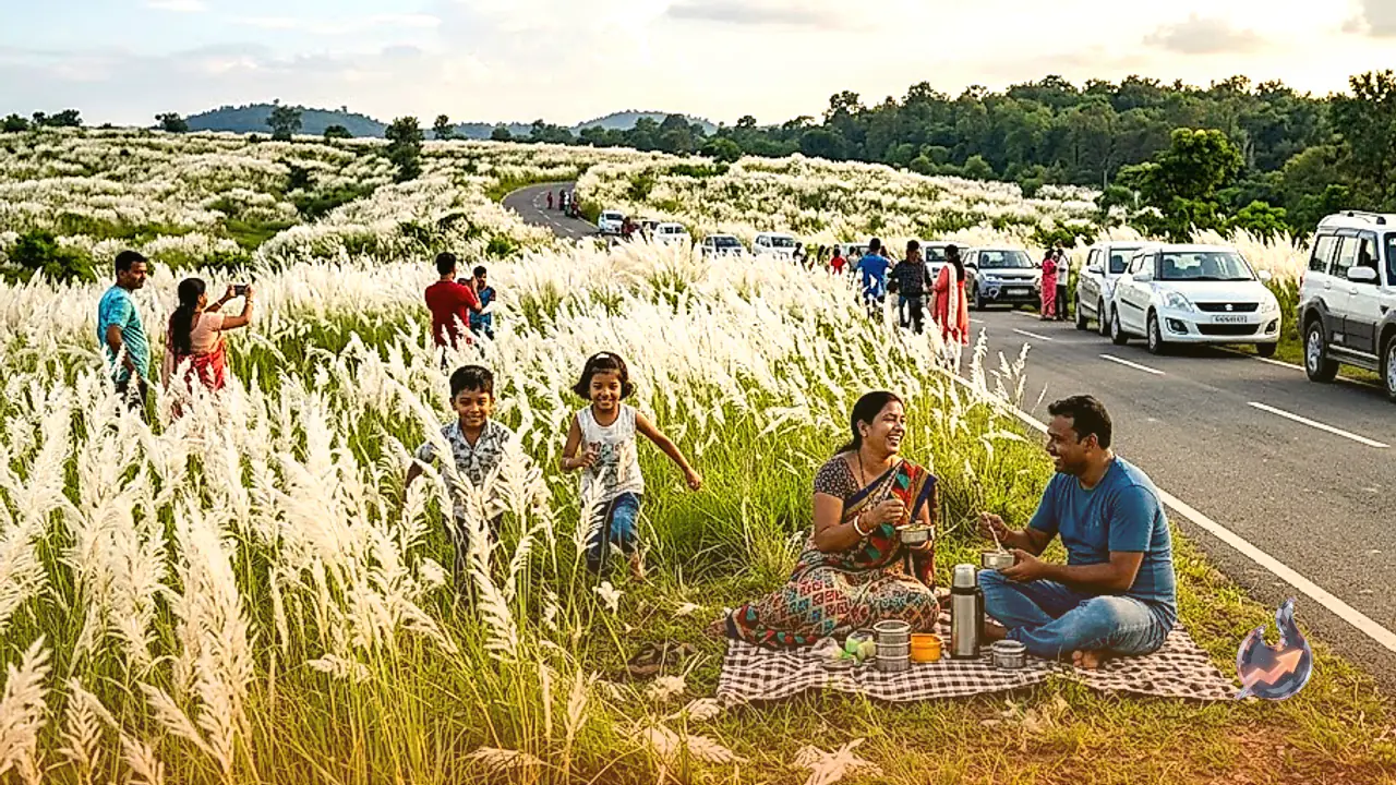 Ranchi Blossoms with Kans Grass Flowers, Drawing Crowds for Scenic Long Drives and Picnics
