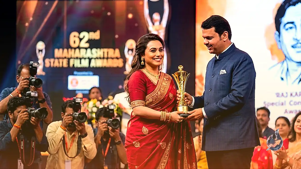 Rani Mukerji Honored With Raj Kapoor Special Contribution Award by Devendra Fadnavis