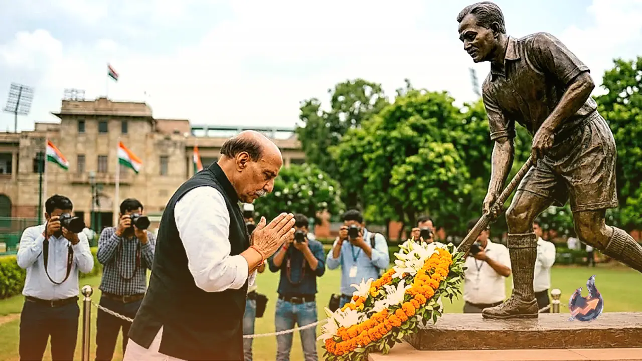 Defence Minister Rajnath Singh Pays Tribute to Major Dhyan Chand on National Sports Day