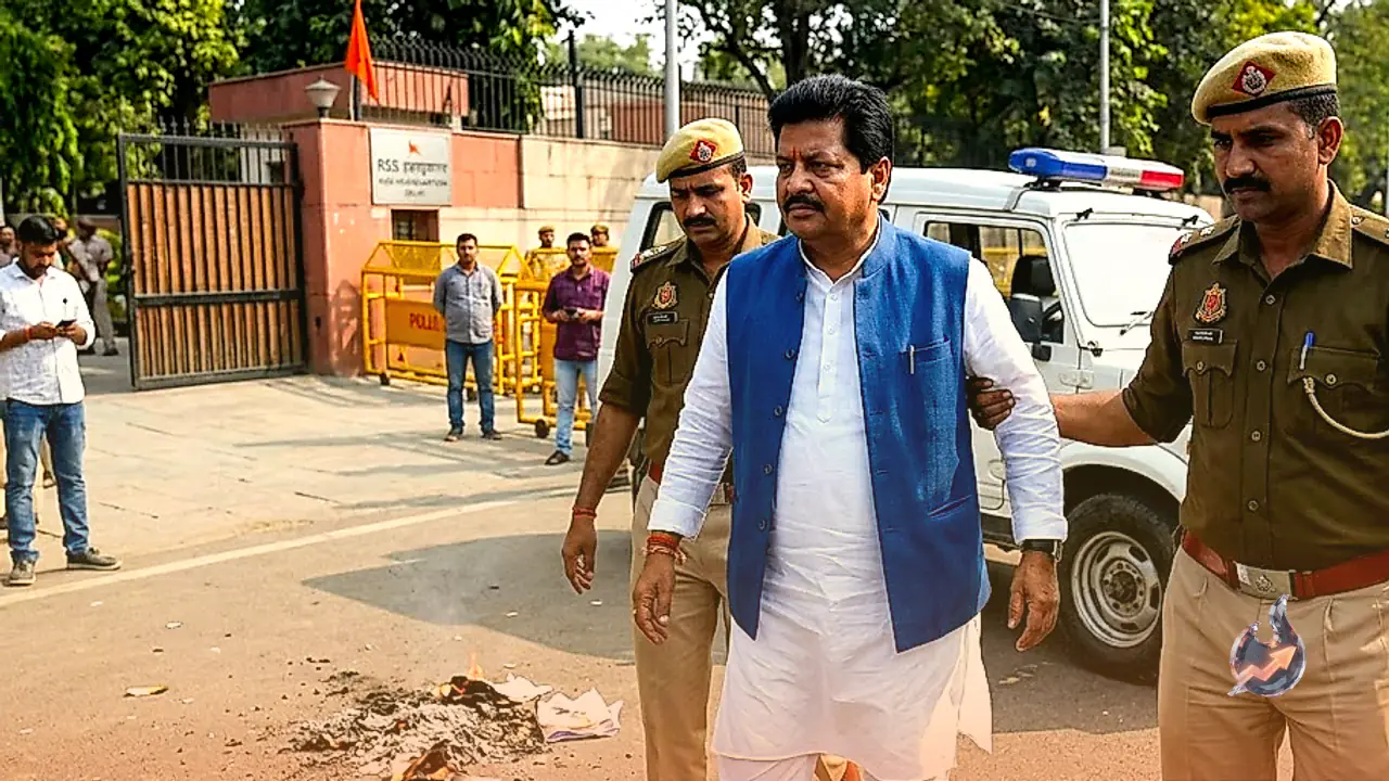 राष्ट्रीय स्वयंसेवक संघ के दिल्ली कार्यालय के सामने उदित राज ने जलाई मनुस्मृति, पुलिस ने हिरासत में लिया