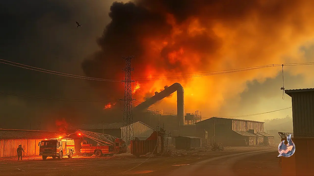 Massive Blaze Engulfs Sangam India Unit Recycling Facility in Rayla, Destroying Millions in Stock