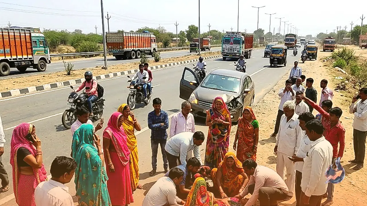 भीलवाड़ा में तेज रफ्तार कार का कहर, नेशनल हाईवे पर खड़ी दो महिलाओं को मारी टक्कर