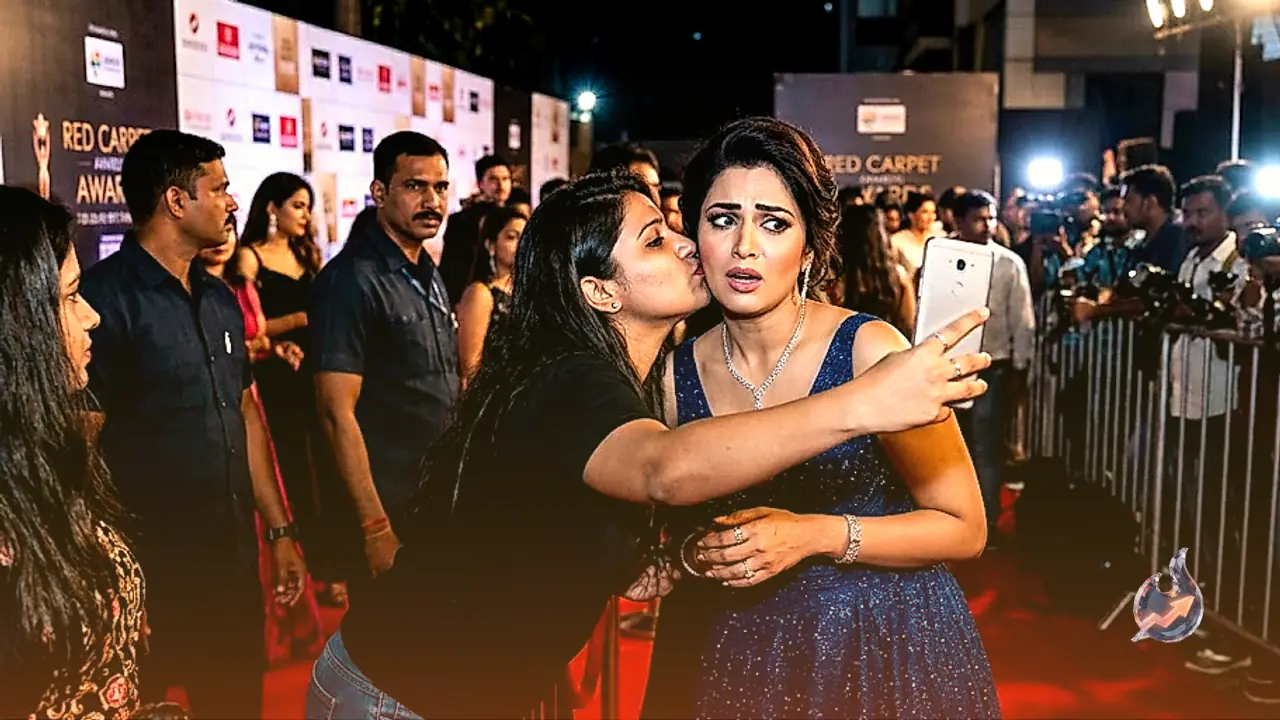 Nikita Rawal Faces Unwanted Lip-Lock From Fan on Red Carpet During Selfie