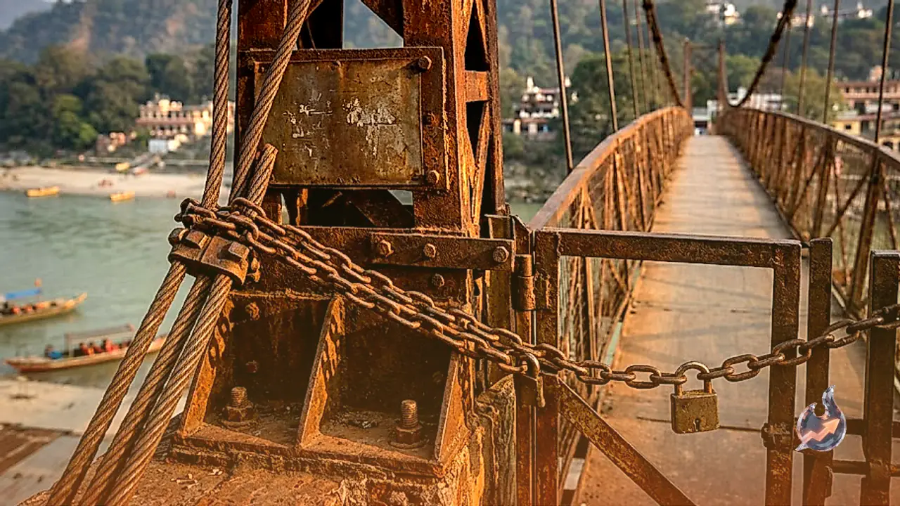 In Rishikesh, the Historic Lakshman Jhula Now Stands Silent and Rusting