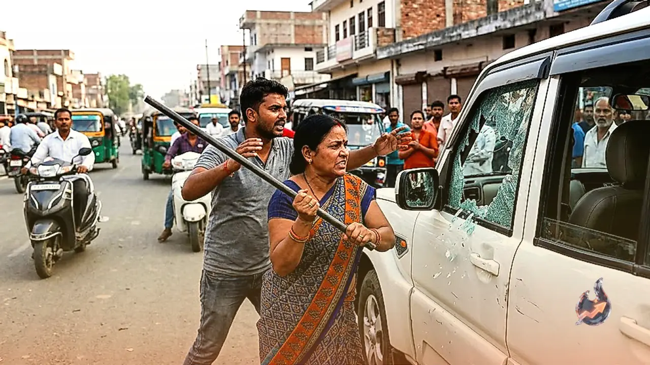 औरैया में सड़क पर साइड देने को लेकर विवाद, महिला ने लोहे की रॉड से स्कॉर्पियो के शीशे तोड़े