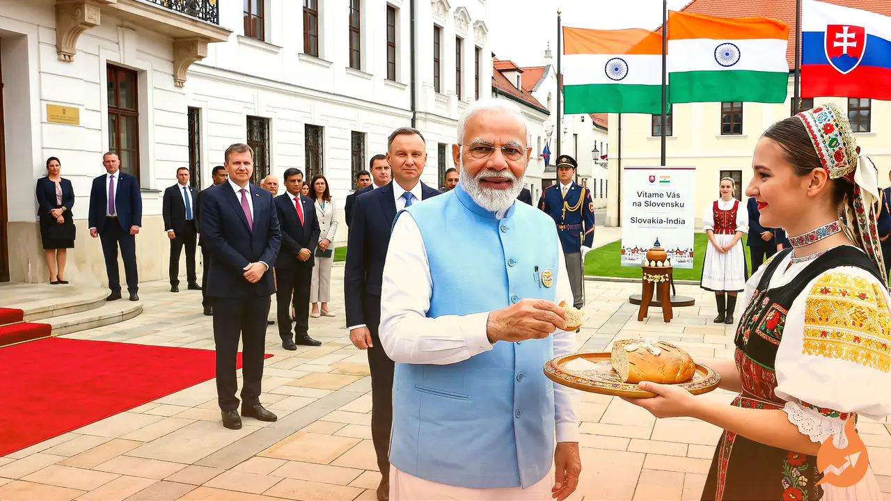 रोटी-नमक से स्वागत, वंदे मातरम् की गूंज: स्लोवाकिया पहुंचे पीएम मोदी, बनेगा इतिहास