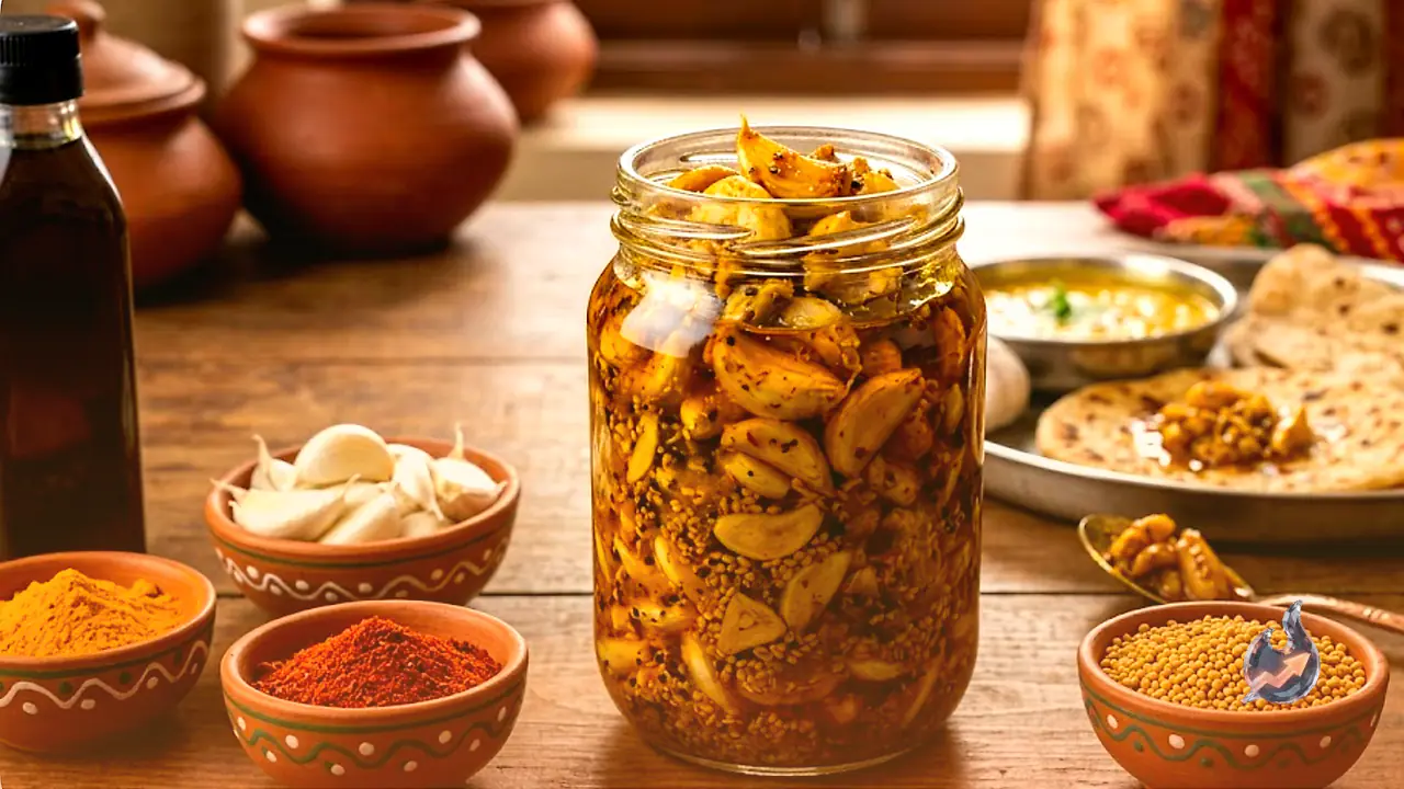 This homemade Rajasthani garlic pickle keeps its bite for months, one jar transforms every meal