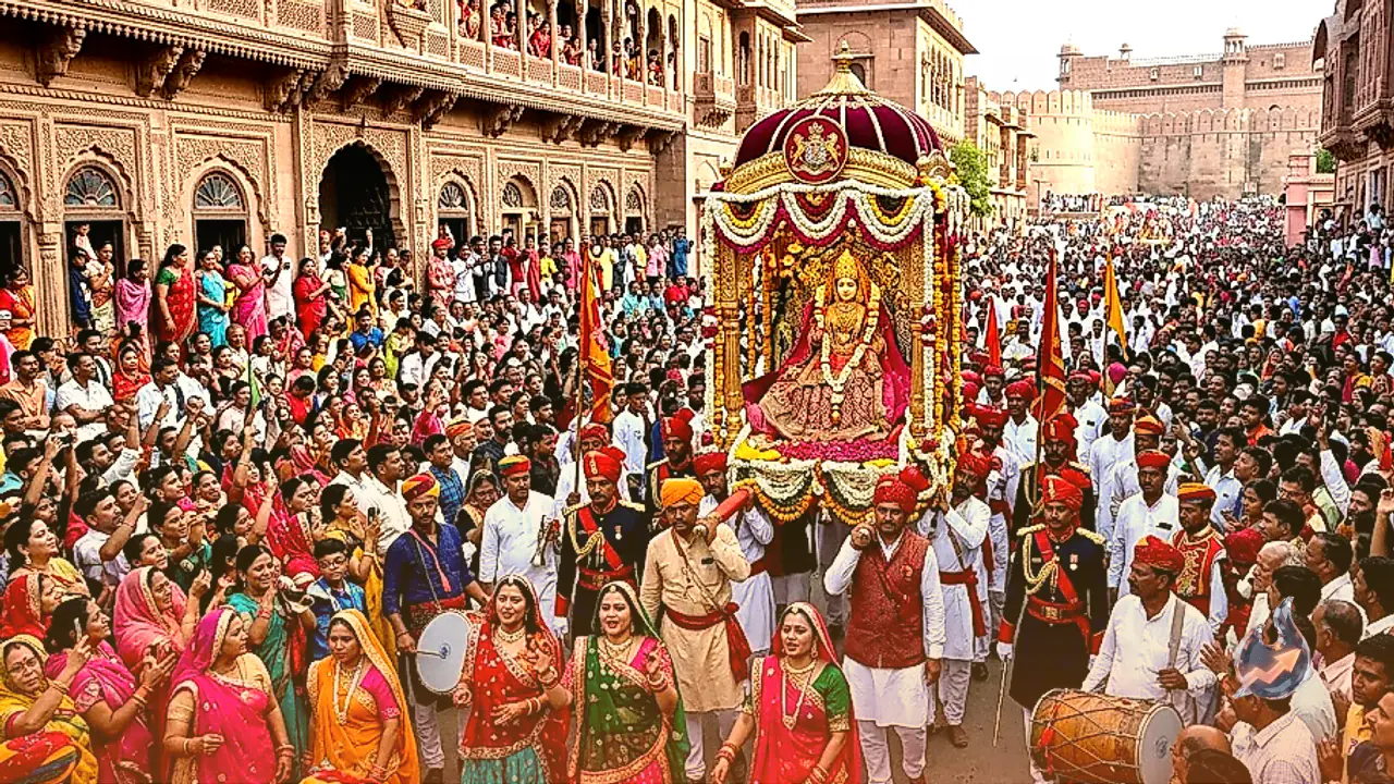 बीकानेर में निकली कजली तीज की शाही सवारी, जूनागढ़ से सादूल सर्किल तक उमड़ी भारी भीड़