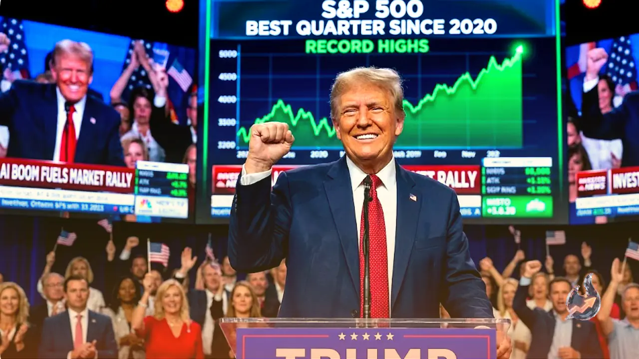 Trump Celebrates as S&P 500 Notches Its Best Quarter Since 2020