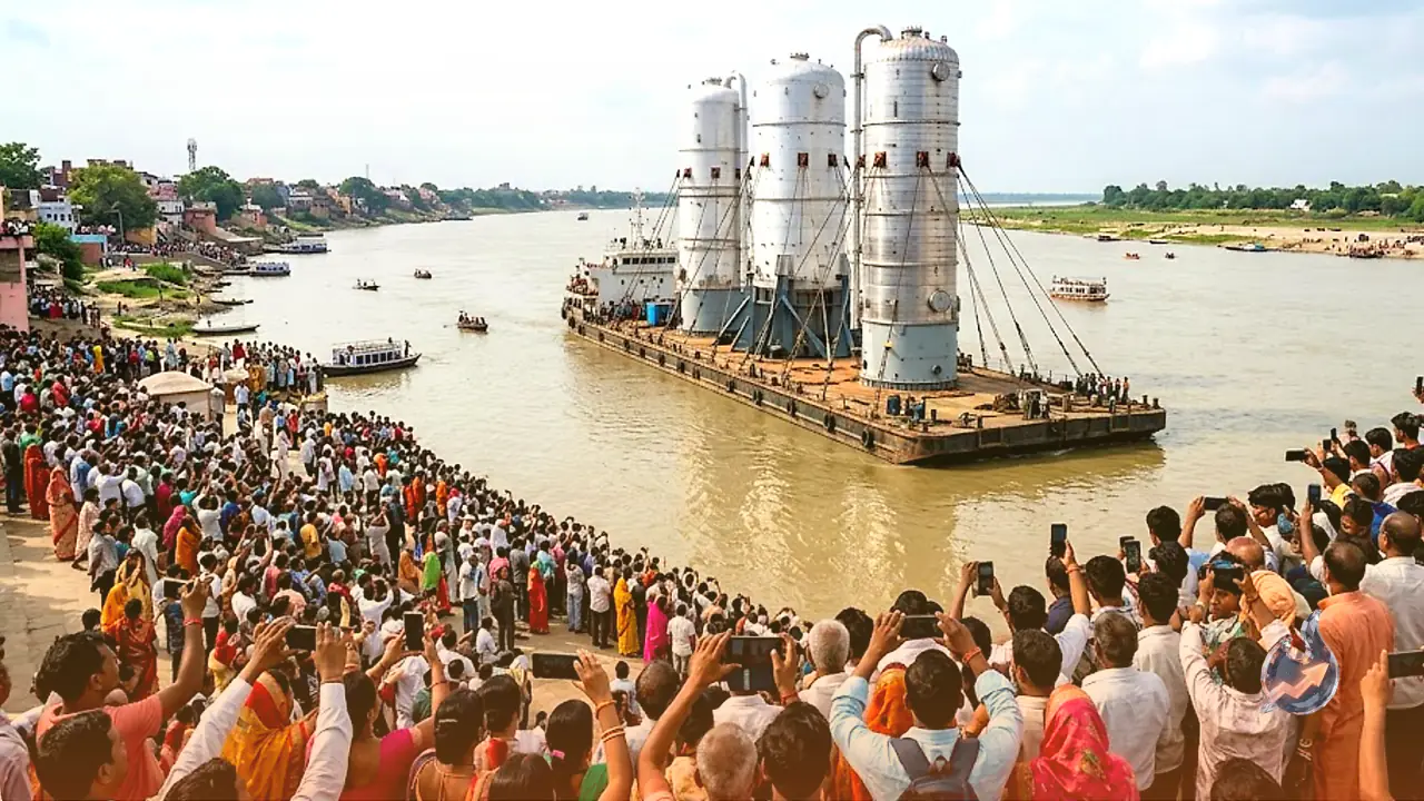 Giant Refinery Reactors Float Down the Ganga, Drawing Crowds in Jharkhand and Bihar
