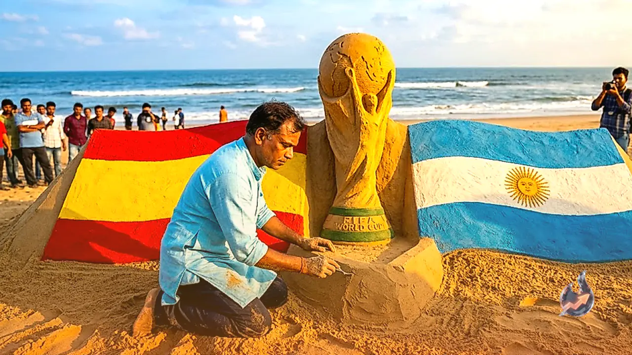 Sand Artist Sudarsan Pattnaik Honours the 2026 World Cup Final With a Puri Beach Tribute