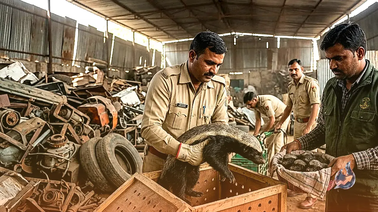 Female Honey Badger and Her Four Cubs Rescued from a Scrap Warehouse in Bhilwara's Sanganer