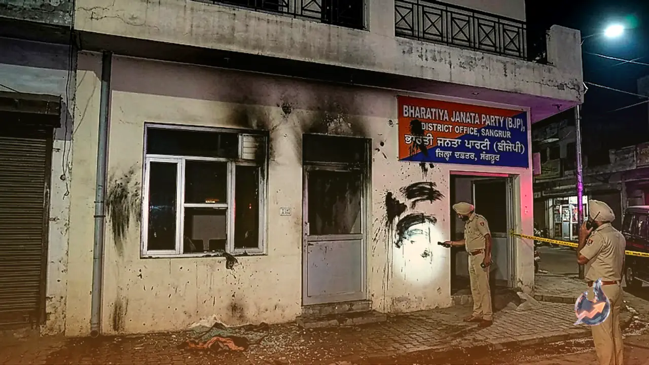 Petrol Bomb Thrown at BJP Office in Sangrur Late Night, Attackers Smear Black Paint on Walls