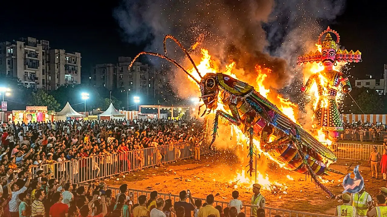 Sanitation Message Triggers Row After 30-Foot Cockroach Effigy Torched Beside Ravana in Delhi