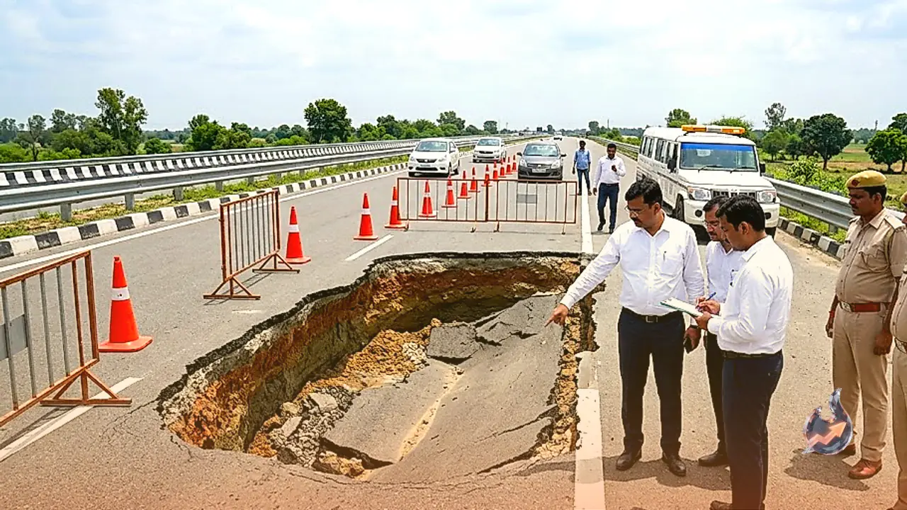 NHAI Grounds Three Officials for Two Years After Kanpur-Lucknow Expressway Road Caves In