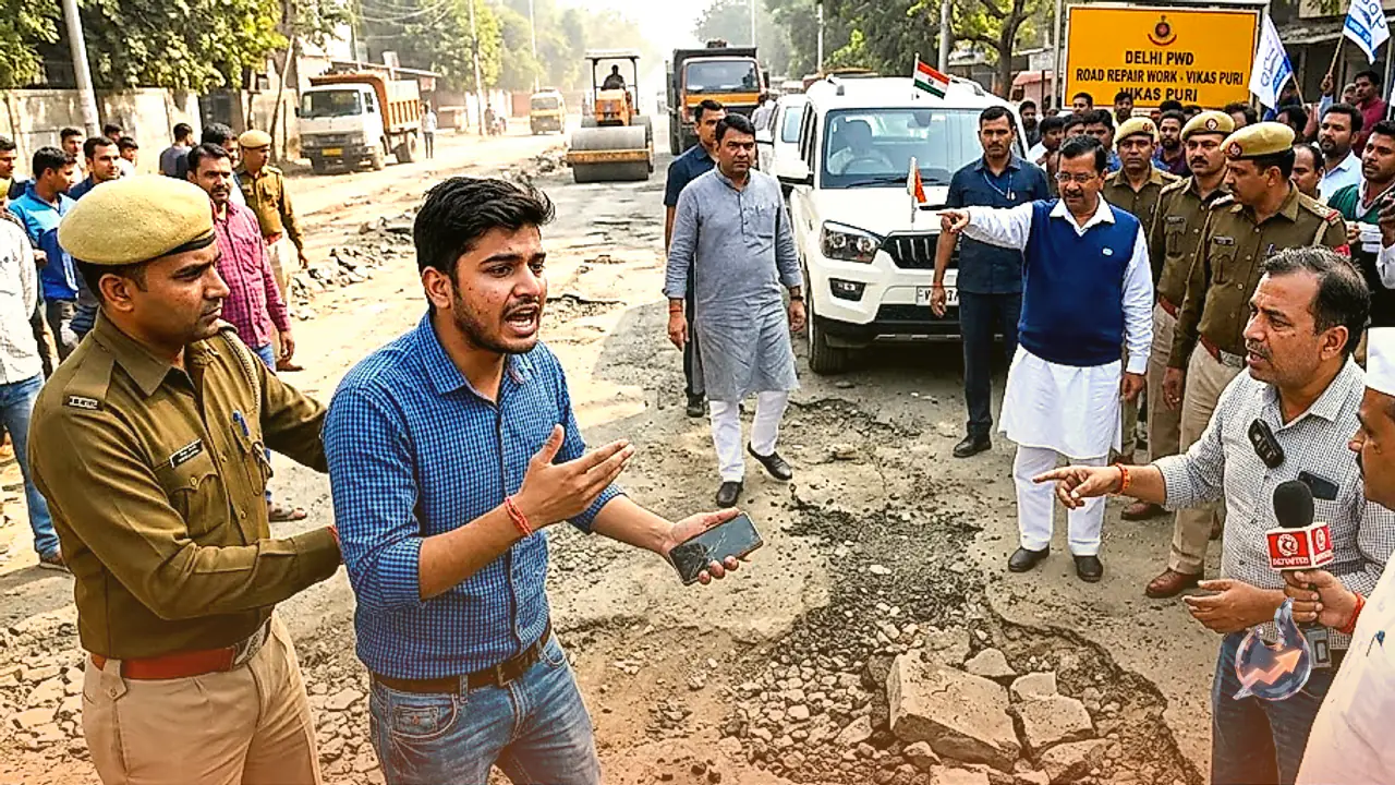 Row Erupts Over Assault on Youth Highlighting Substandard Road Work As Arvind Kejriwal Demands Parvesh Verma Arrest