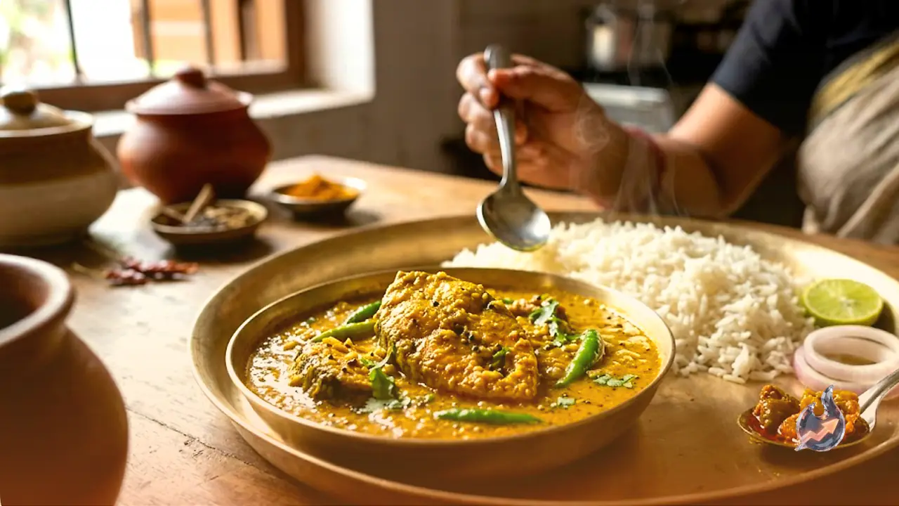Bihar's Signature Mustard and Garlic Fish Curry Served With Hot Steamed Rice