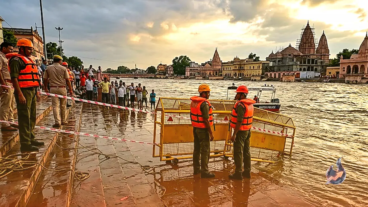 Saryu River Swells 25cm Past Warning Mark in Ayodhya, Ghats Barricaded as NDRF and Water Police Move In