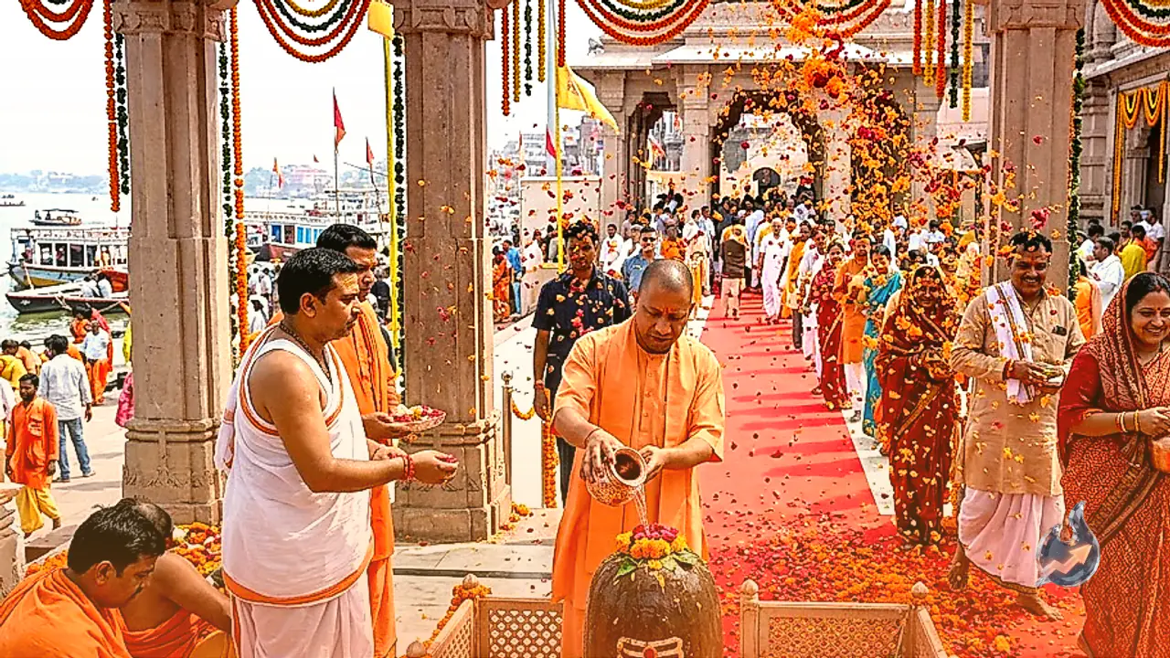 सावन के पहले दिन श्रद्धालुओं से गुलजार हुआ वाराणसी का भव्य धाम, मुख्यमंत्री योगी आदित्यनाथ ने किया पूजन
