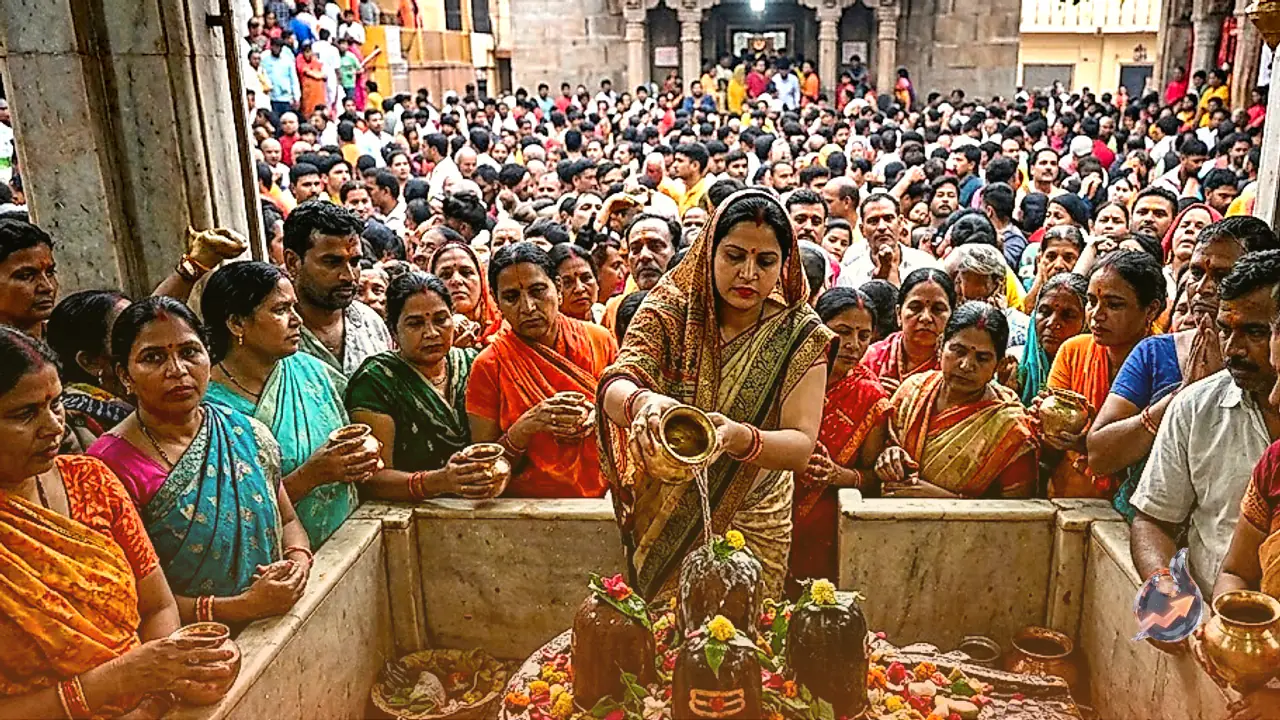 On Sawan's First Monday, Devotees Flood Chitrakoot's Rare Four-Shivling Temple for Jalabhishek
