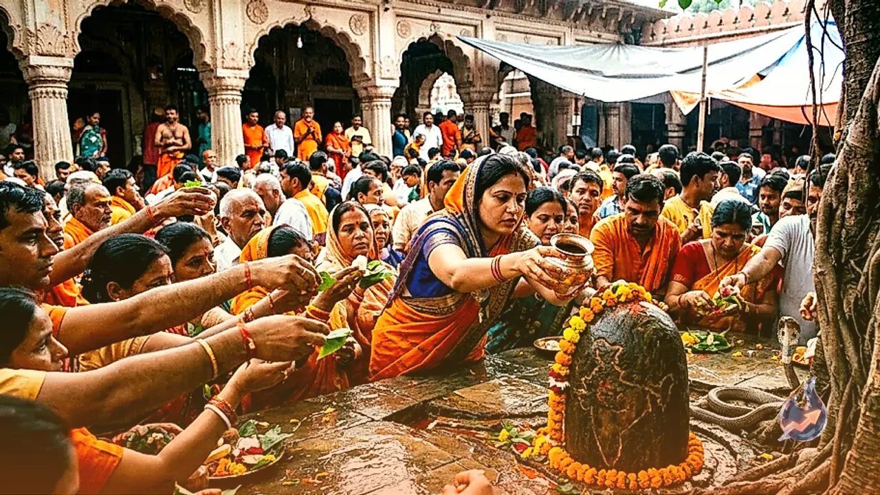 सावन में गोविंदपुरम के जलेश्वर महादेव मंदिर में उमड़े श्रद्धालु, प्राकृतिक शिवलिंग पर अखंड भारत की आकृति और पीपल पर नाग-नागिन का वास बना विशेष आकर्षण