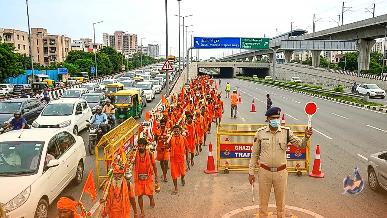 Sawan Shivratri Kanwar Yatra Triggers Major Traffic Diversions Across Delhi and Ghaziabad Through 11 August
