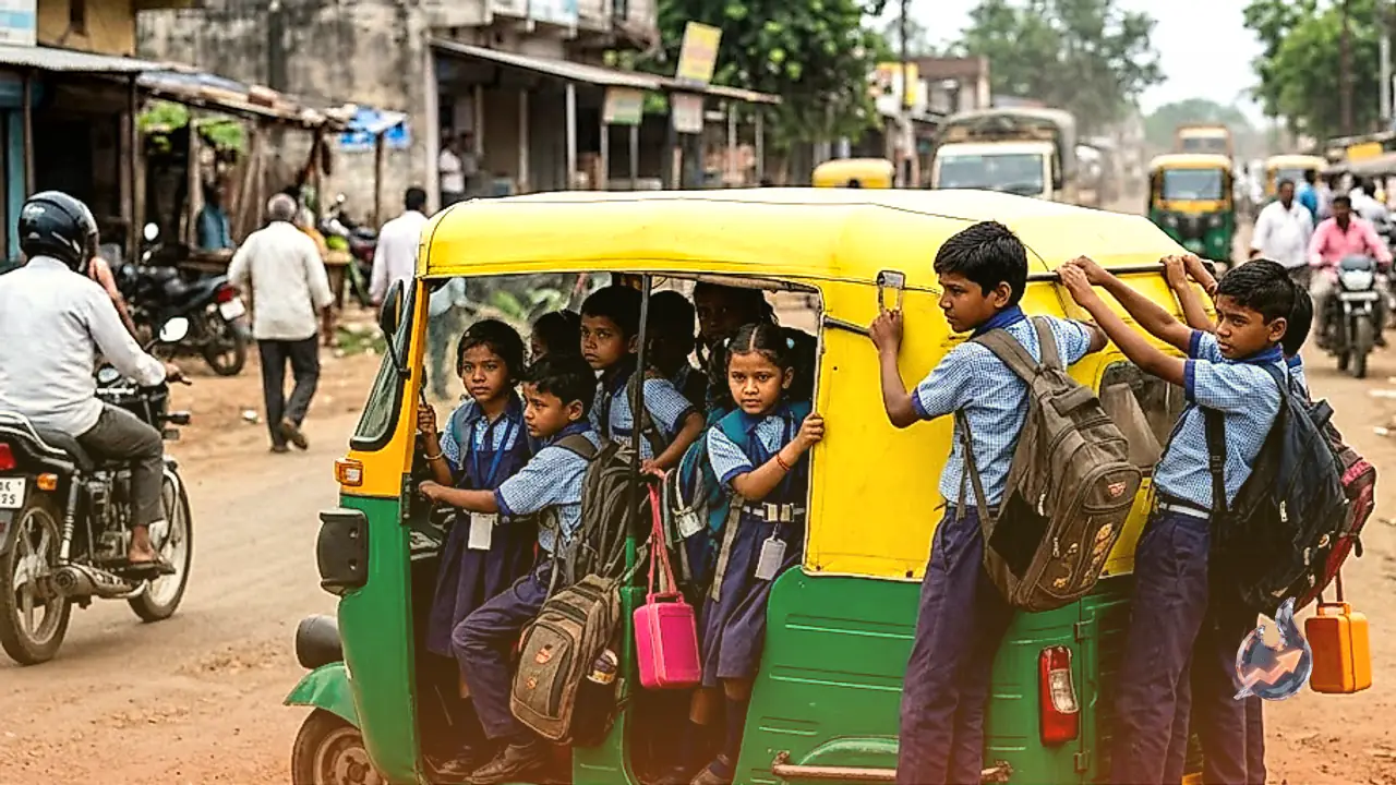 School Children Forced to Hang from Packed Autos in Dindori as Bajag Sees Severe Overloading