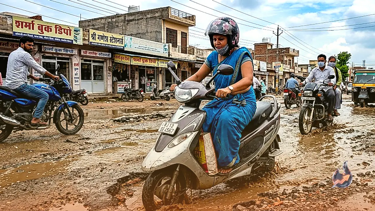 Sriganganagar Roads Fall Apart After Monsoon, Two-Wheeler Riders Face Daily Nightmare