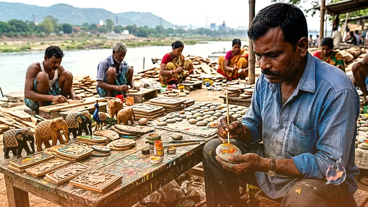 Single-Brushstroke Artistry on Wood and River Stones Powers Livelihoods for a Dozen Artisans in Jamshedpur