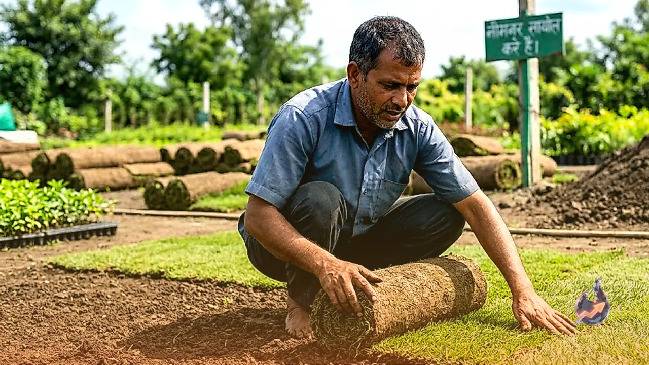 Build a Lush Green Lawn Without Seeds: Sirohi Nursery Operator Narpat Singh Explains Easy Turf Roll Placement