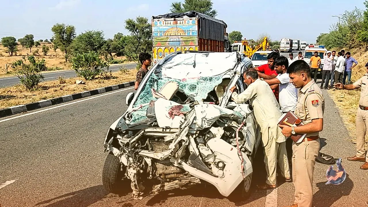 चूरू में दर्दनाक सड़क हादसा, तेज रफ्तार कार और ट्रॉले की टक्कर में छह लोगों की मौत