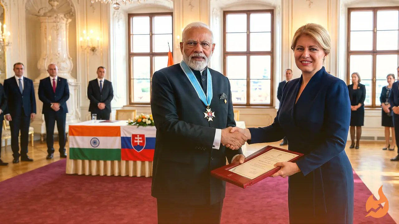 Slovakia Confers Its Top State Honour on PM Modi, 'Order of the White Double Cross (First Class)' Awarded in Bratislava