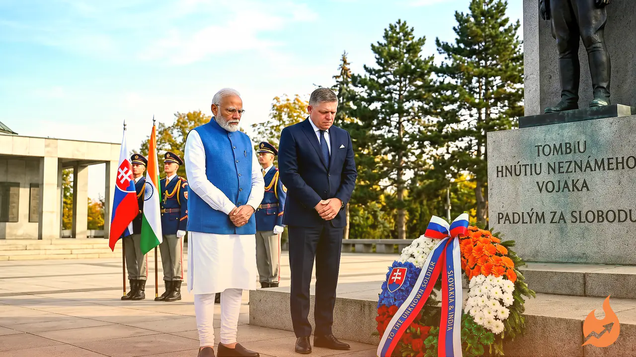 PM Modi and Robert Fico Pay Tribute at Slovakia's Tomb of the Unknown Soldier