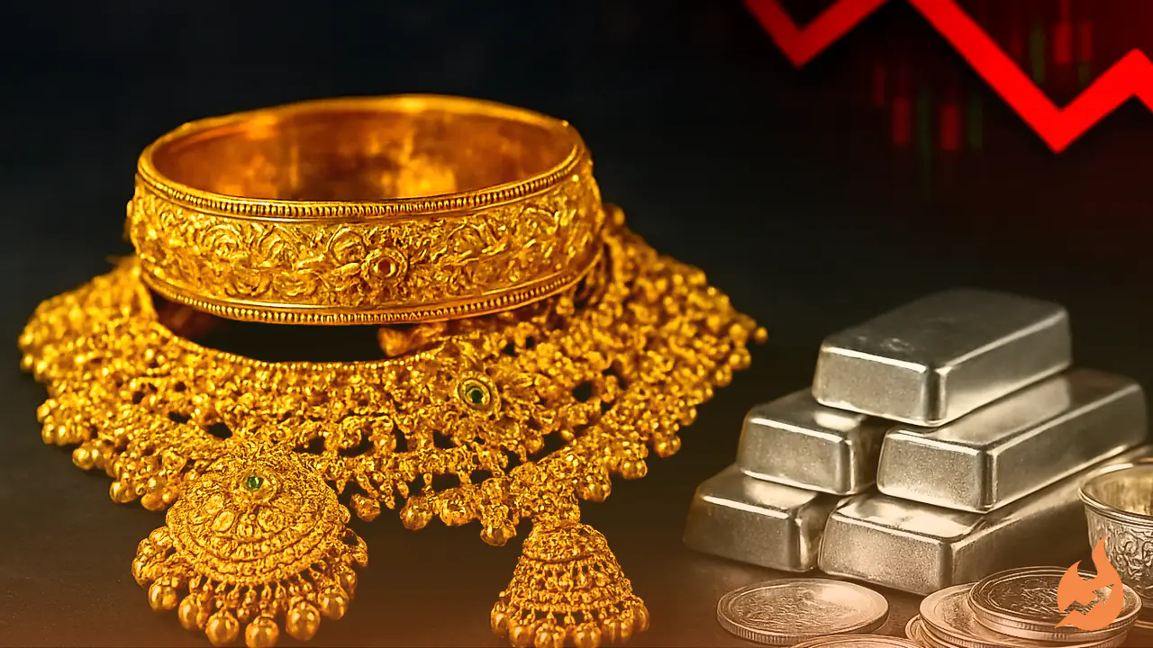 सोना एक हफ्ते में ₹6,438 लुढ़का, चांदी भी ₹14,326 गिरी — जानिए खरीदारों के लिए कितना सस्ता हुआ कीमती धातु बाजार