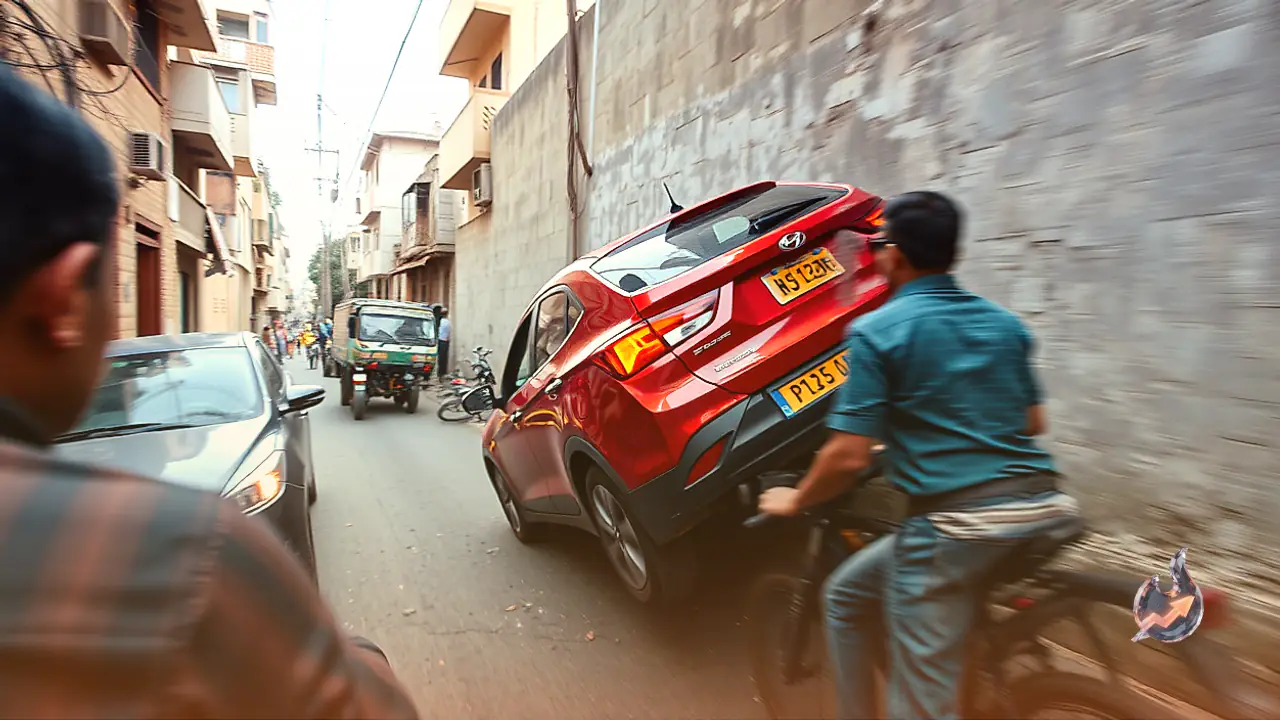 Speeding Creta Crashes Into Wall and Flips Over in Jodhpur Alley