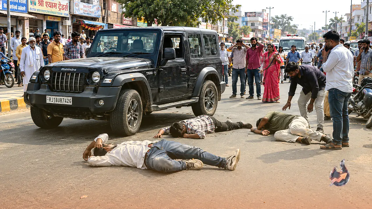 Speeding Thar Mows Down Three Pedestrians in Jhunjhunu Hit and Run Tragedy