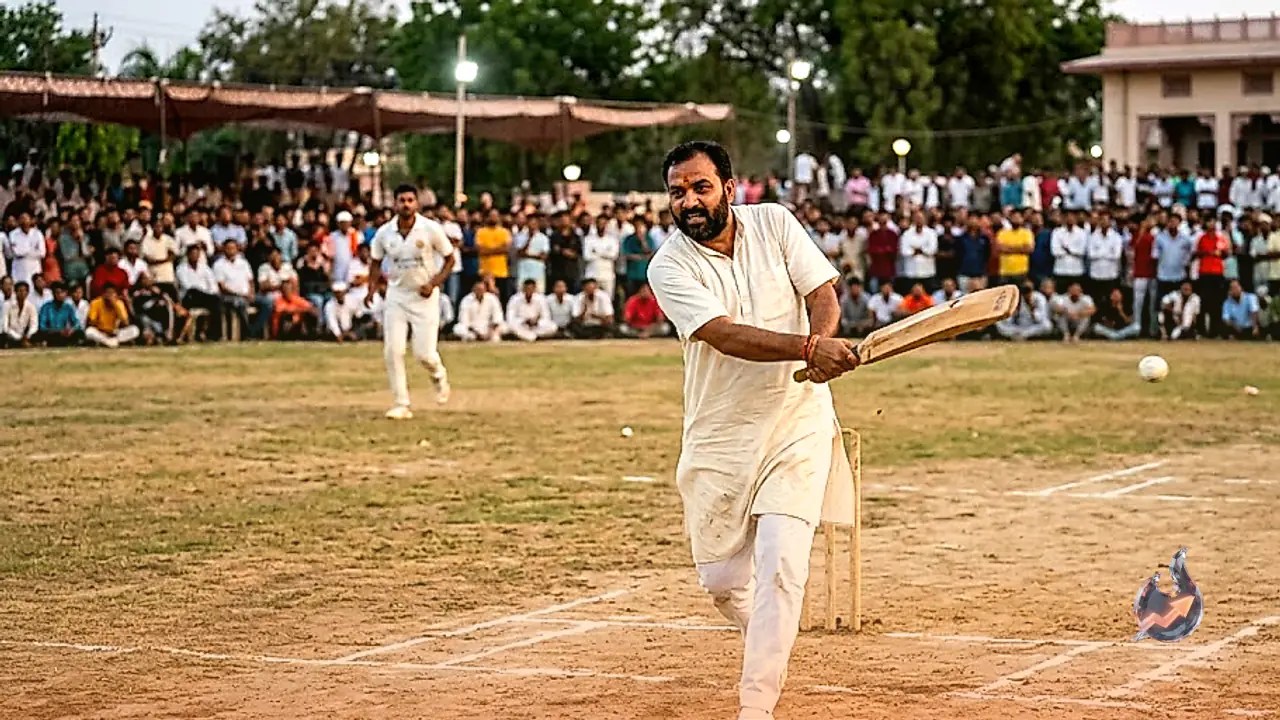 Spiritual Orator Indresh Upadhyay Plays Cricket After Sikar Discourse as Vrindavan Secures Close Victory