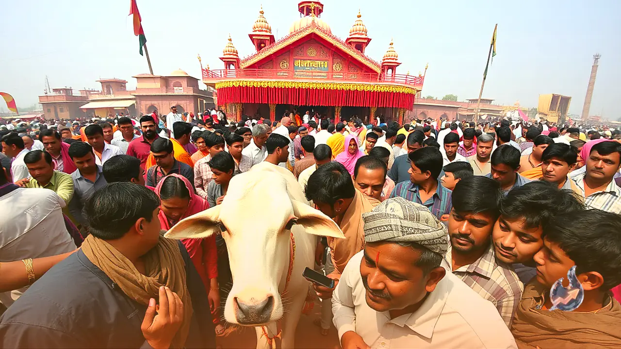 Spiritual Seekers Flocking to Jadkhor Dham in Deeg to Worship Kamdhenu Cow