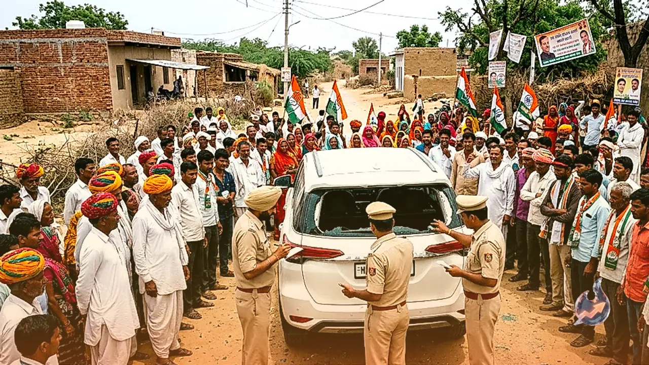 Stone Pelted at MLA Gopichand Meena's Vehicle During Campaign Gathering in Bhilwara Village